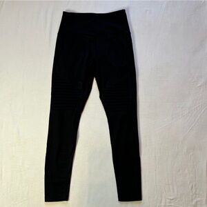 Zella Black Moto‎ Leggings Women's Size Small with Mesh Details Ribbed Ankle